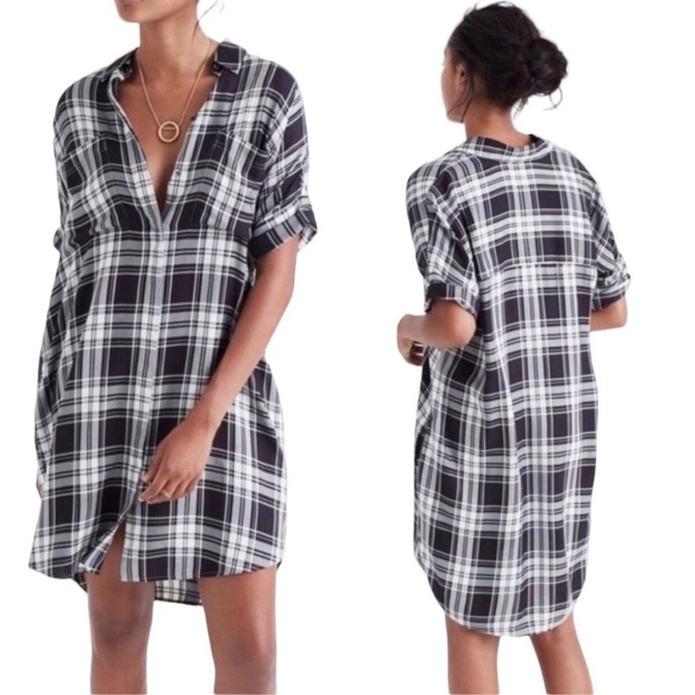 Madewell Courier Shirtdress with Pockets Gordon Plaid Size Small